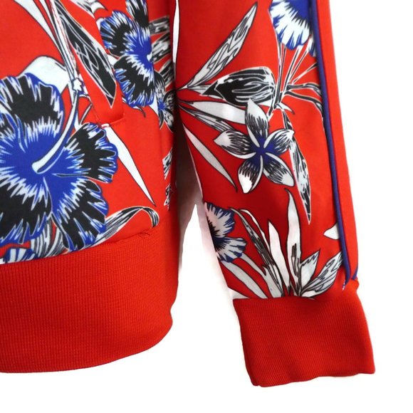 Massey's Track Set Hawaiian Floral Blue Red Pockets Zip Front Red Racing Stripes - Picture 10 of 14